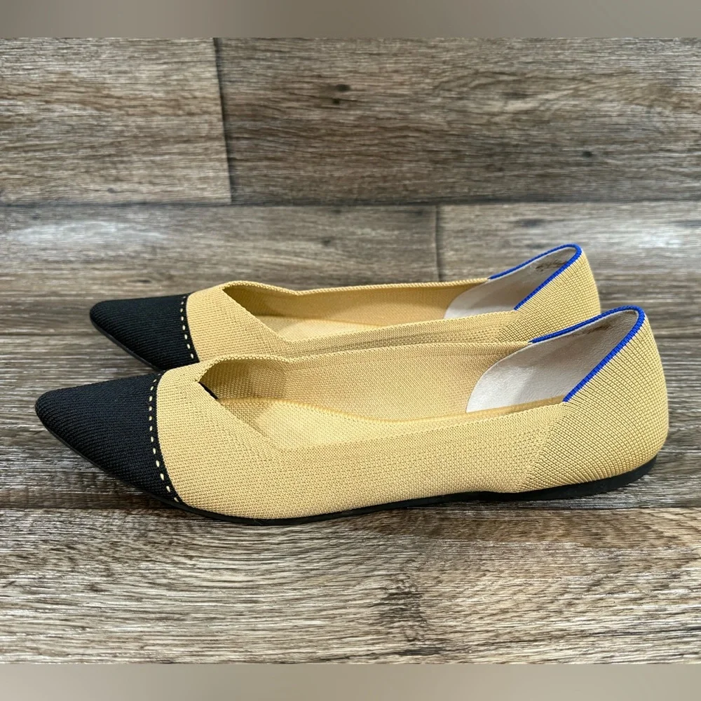 Rothy's The Point II In Camel Captoe Ballet Flat Shoes In Love Insole Size 12.5